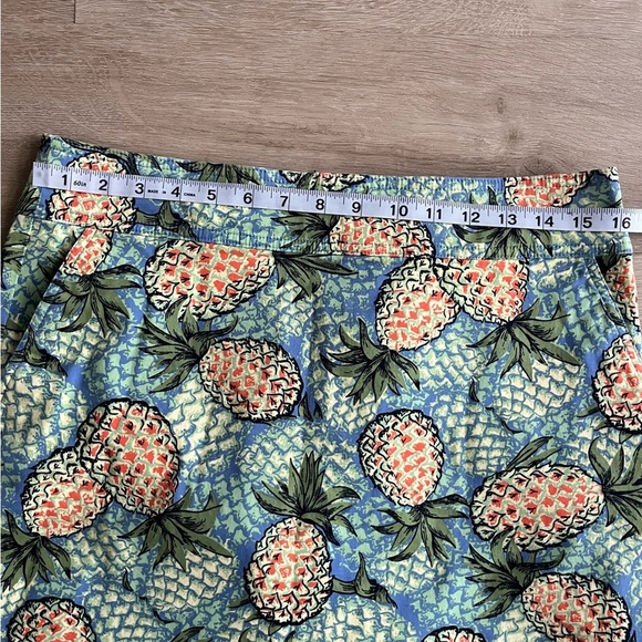 Talbots pineapple straight pencil skirt SZ 10 cotton pockets tropical resort - Picture 3 of 7
